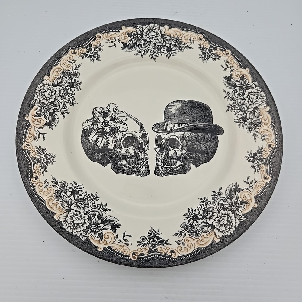 Royal Stafford Plate Til Death Do‎ Us Part Skull Couple 11" Skeleton